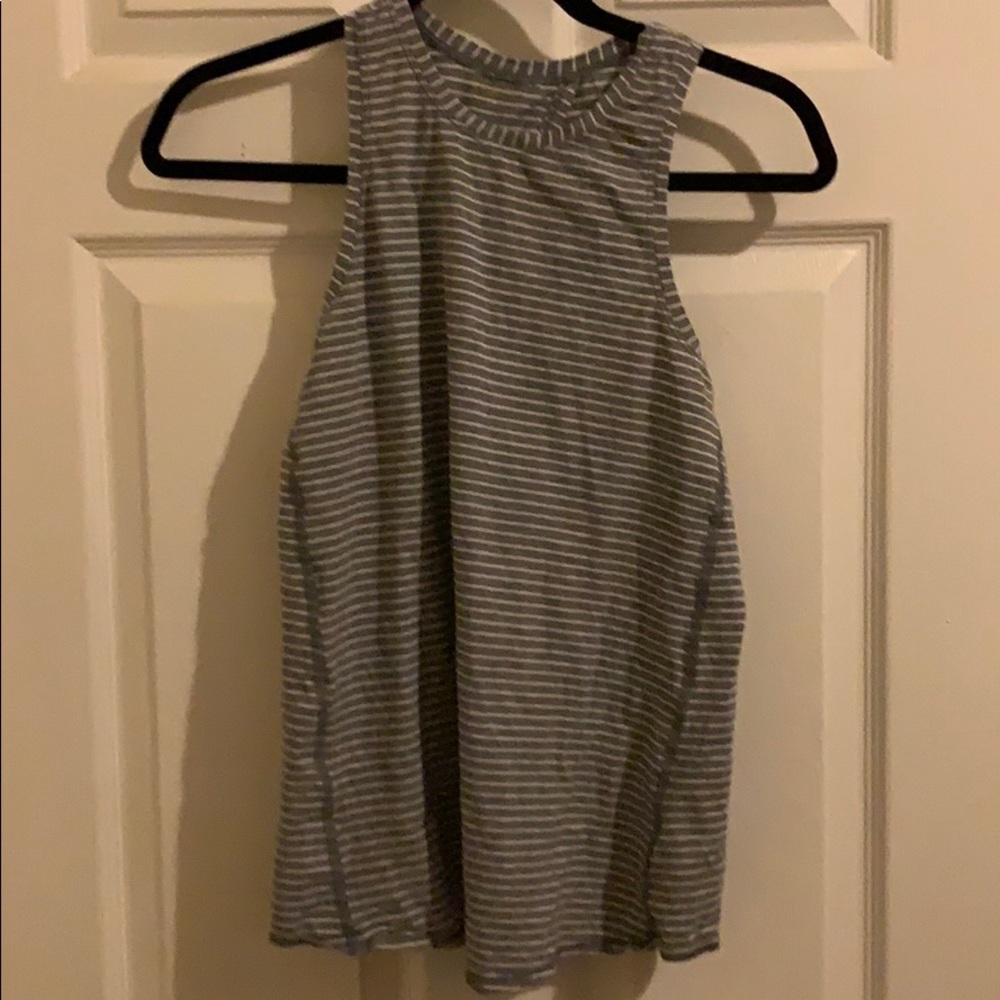 Tie back lululemon gray striped tank